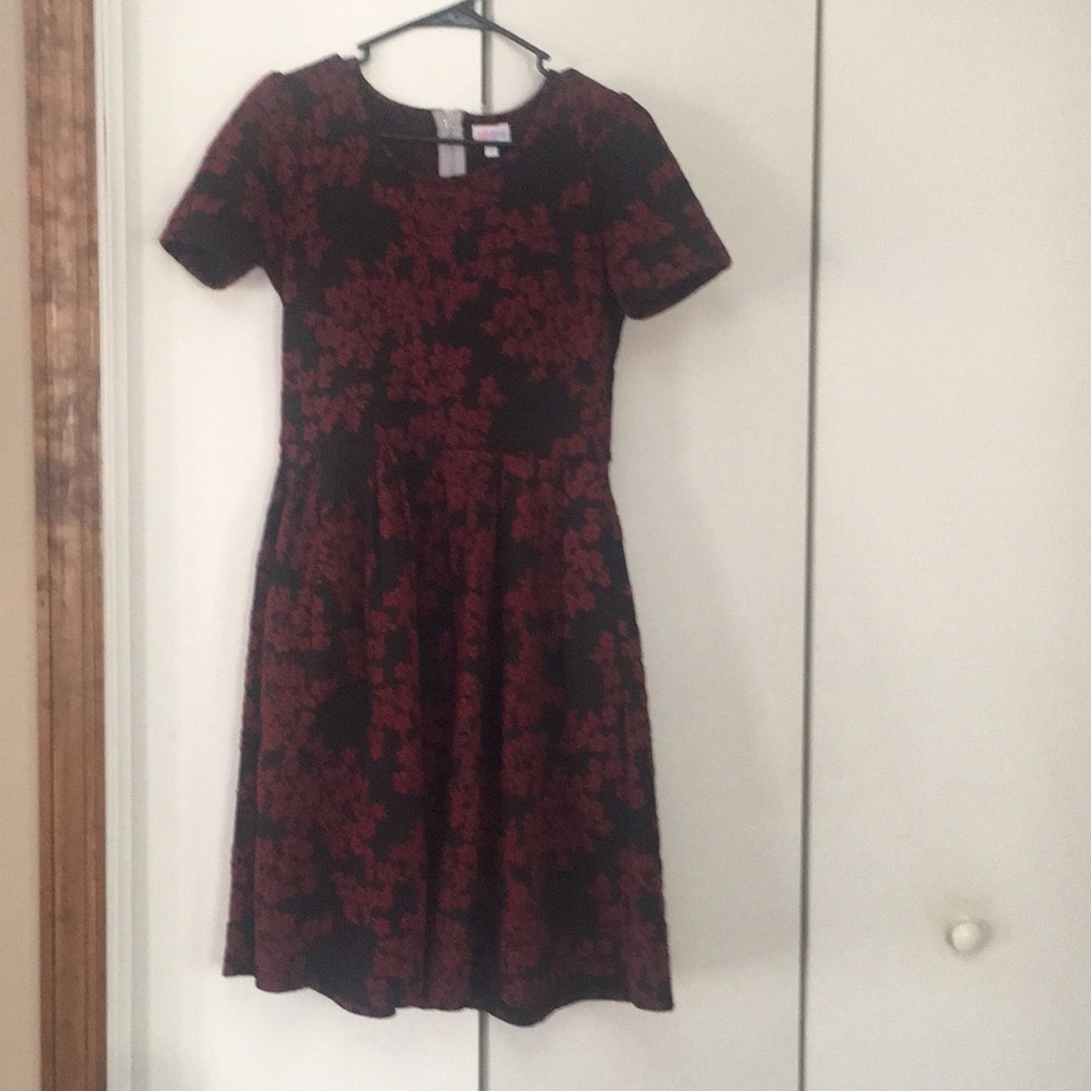 Lularoe Red and black floral dress!